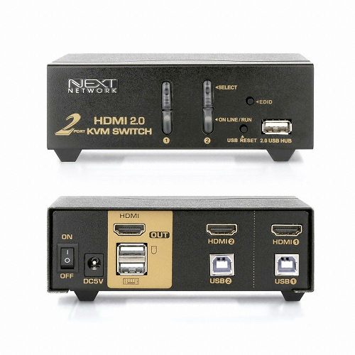 이지넷유비쿼터스 넥스트 1:2 USB HDMI v2.0 KVM스위치 (NEXT-7002KVM-4K)_이미지