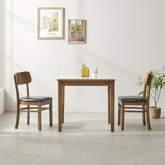 라로퍼니처 라니아 포세린 통세라믹 식탁 800 (의자2개)