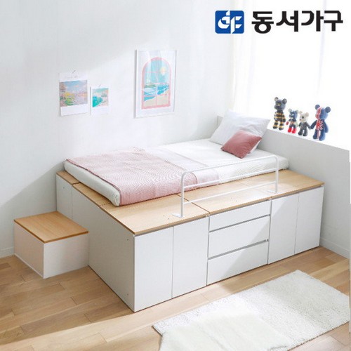 동서가구 홈즈 올인 가드형 벙커침대 Q+계단 (매트별도)_이미지