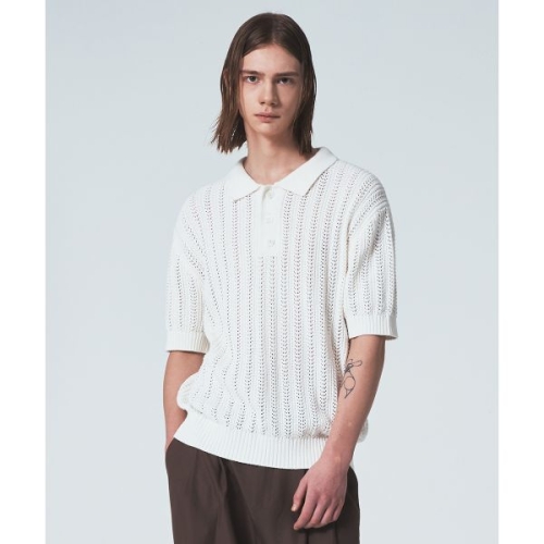 메종미네드 LEAVES 코랄 버튼 하프 니트 아이보리 1936119