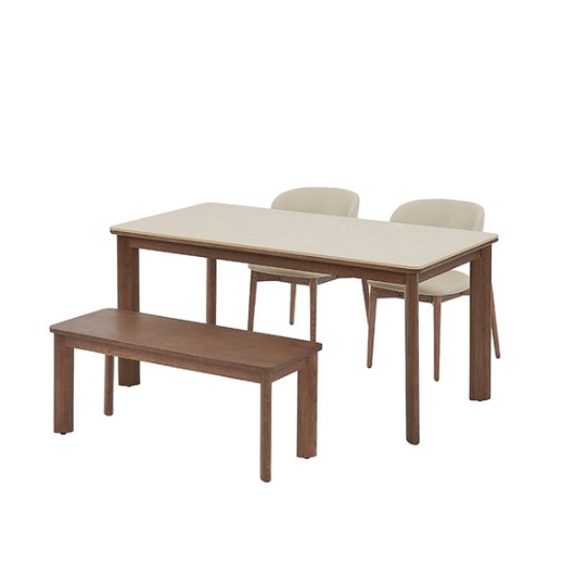 까사미아 포멜로 브라운 세라믹 식탁 1600 (가죽의자2개+벤치1개)