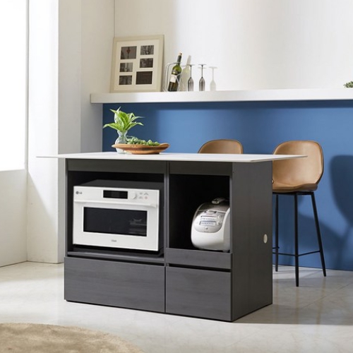 라온홈데코 매직 세라믹 광파오븐 수납 A타입 아일랜드 식탁 1400