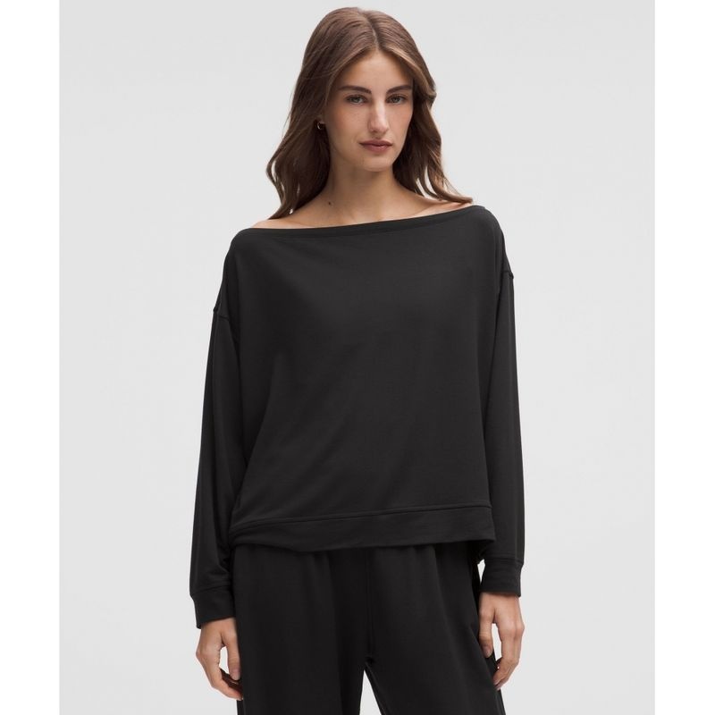 룰루레몬 LULULEMON 비캄 오버사이즈드 보트넥 롱슬리브 셔츠 BLK LW3LK3S-0001 255715