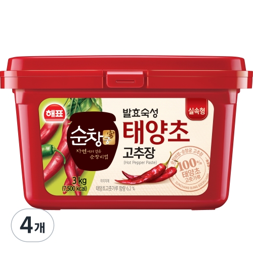 해표 순창궁 태양초 고추장 3kg (4개)_이미지