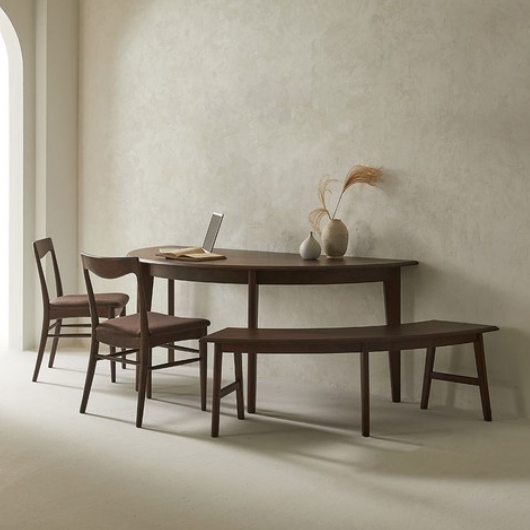 퍼피노 빌리 반원 원목 식탁 1800 (의자2개+벤치1개)