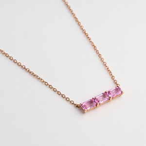 14K 팔레트 라인 핑크 사파이어 목걸이 LND25006D