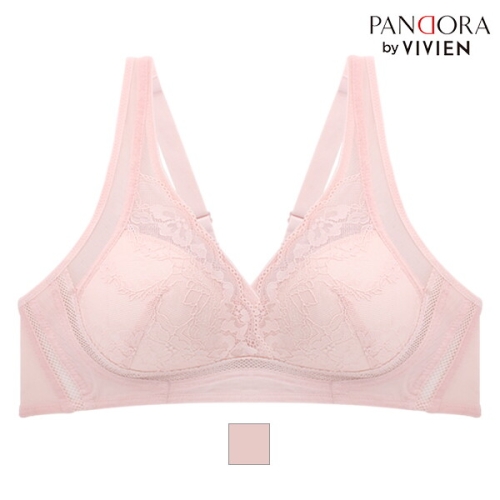 비비안 판도라 C-E컵 무빙 메쉬 레이스 풀컵 몰드 노와이어 브라 핑크75C-85E VBR7147
