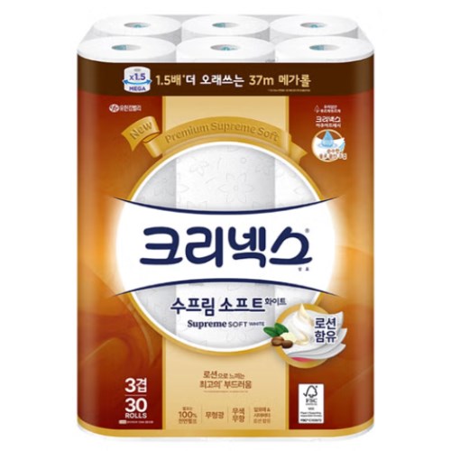 크리넥스 수프림 소프트 화이트 37m (30롤) (2팩)_이미지