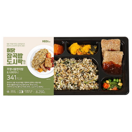 허닭 잡곡밥 도시락 무청나물현미밥&너비아니 250g (12팩)_이미지
