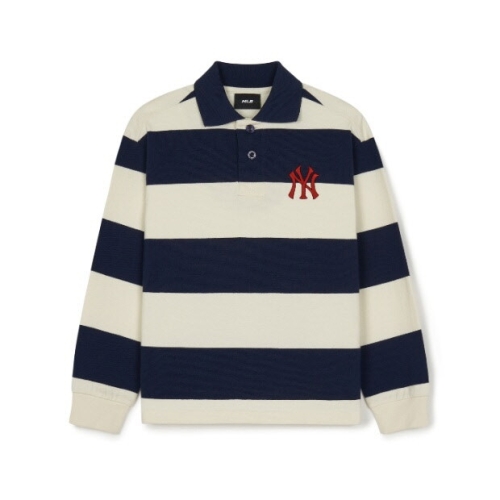 M 긴팔티 NQK 7APQV0144-50NYS 바시티 보더 스트라이프 피케티셔츠 뉴욕양키스