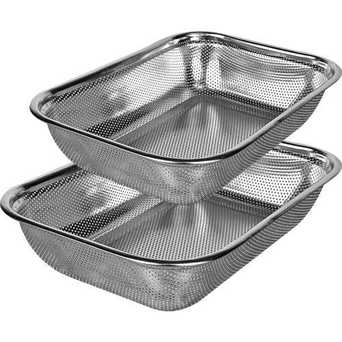 퀸센스 스텐 펀칭 사각 바구니 2종 세트 실버 30cm 40cm_이미지