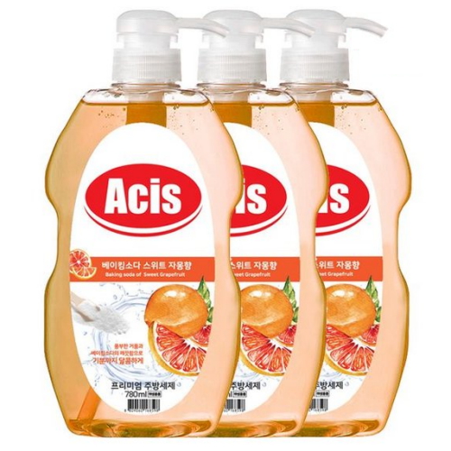 성진켐 ㅤ아키스 베이킹소다 스위트 자몽 주방세제 780ml (3개)_이미지