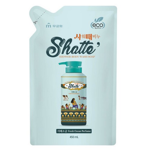 무궁화 샤워 때비누 사해소금 리필 450ml