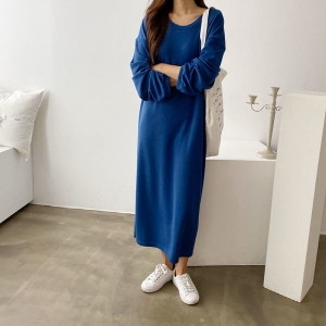 임산부 아이비 브이넥 롱 원피스 여성 임부복