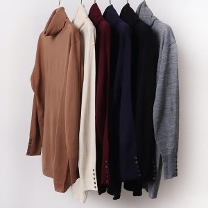 아이우먼 빅사이즈사랑해요 B450L101 소매단추폴라긴팔니트 RM