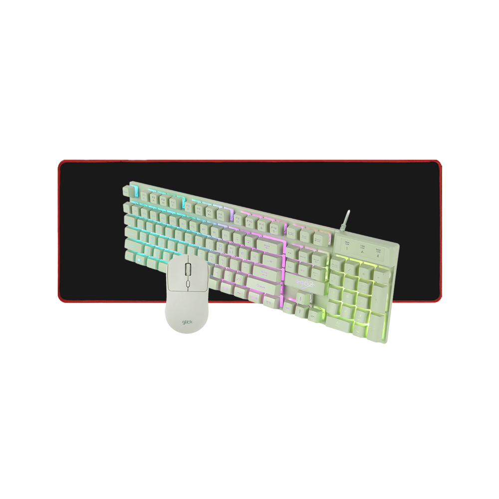 지클릭커 GMK-315C 키보드 마우스 장패드 세트 (그린)_이미지