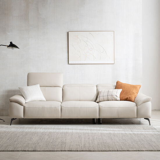 리바트 몰리세 헤드틸팅 천연가죽 소파 4인용