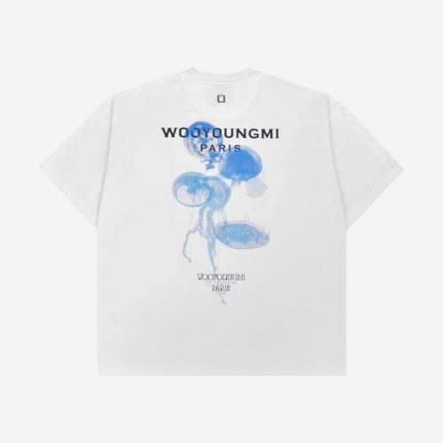 우영미 야광 젤리피쉬 백로고 티셔츠 화이트 Wooyoungmi Luminous Jellyfish Back Logo T-Shirt .._이미지