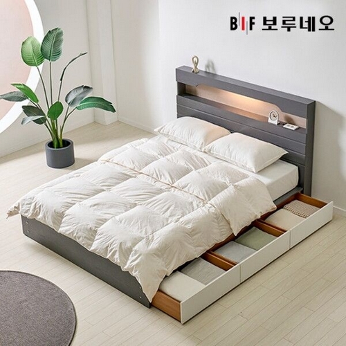 BIF보루네오 앳홈 카리나 넉다운 3단서랍 벙커수납 LED침대 Q (호텔식투인스)