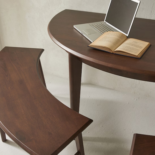 퍼피노 빌리 반원 원목 식탁 1800 (아치형의자2개+벤치1개)_이미지