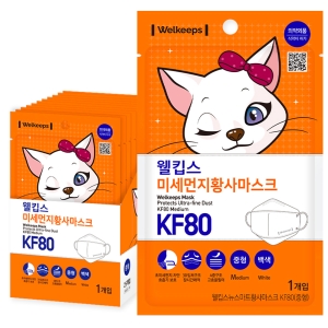 파인텍 웰킵스 미세먼지 황사 마스크 KF80 중형 (75매)