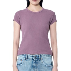 아크네 스튜디오 스튜디오 클리어 로고 패치 써말 와플 티셔츠 퍼플 CL0332 ADB