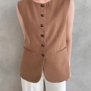 비스코스 다잇템다잇템 여성 베스트 SS 주머니 마원단 정장_21873185_5888_이미지