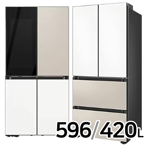 삼성전자 비스포크 키친핏 새틴 RF60DB9342AP (베이지+화이트) + RQ42DB94R2AP (화이트+베이지)_이미지