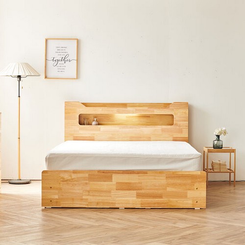 이노센트 그로우 고무나무 4서랍 수납 LED침대 Q (9존독립)_이미지