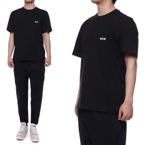 MSGM 남성 포켓 로고 반팔 티셔츠 3040MM73_217098_99_21S