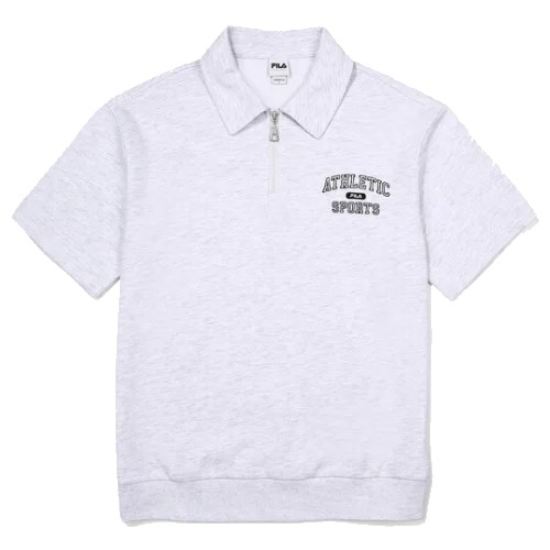 휠라 어센틱 스포츠 반팔 반집업 FS2TSG2102X (WTM, 화이트멜란지)_이미지