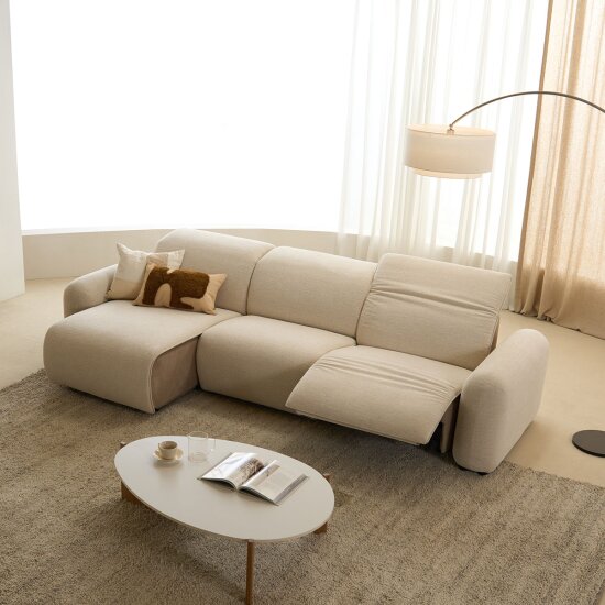 더유닛 일면 카우치형 패브릭 리클라이너 4인용