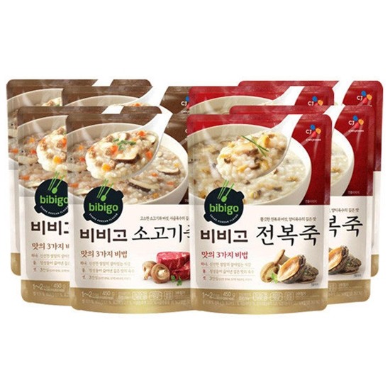CJ제일제당 비비고 소고기죽 450g x 4개+전복죽 450g x 4개 (1세트)