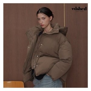 위시드 루즈핏 후드넥 스트링 집업 패딩 점퍼 WIBDJP003
