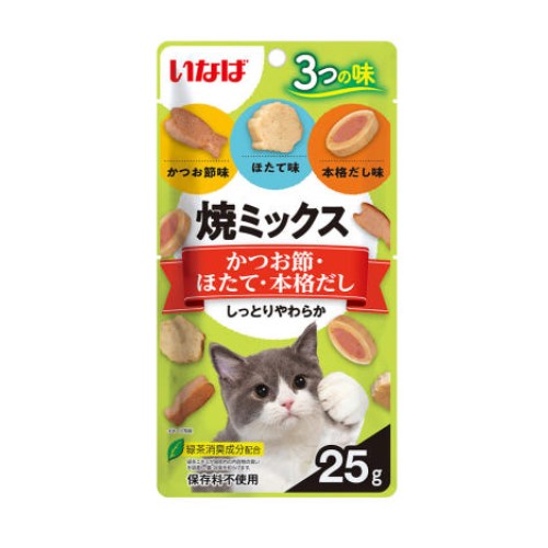 이나바 캣 챠오 야끼믹스 가다랑어포&가리비&정어리스프 QSC-123 25g이미지입니다. 누르면 해당 게시물로 새창이동합니다.