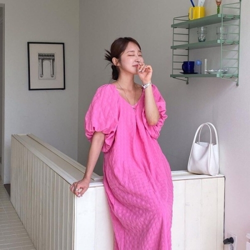 브이와이 VY 여자 벌룬 미니멀리즘 양브이 링클 롱원피스_13921537_5