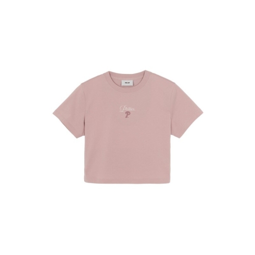 MLB 3FTSB8463-10PKL 여성 로고 포인트 크롭 반팔 티셔츠