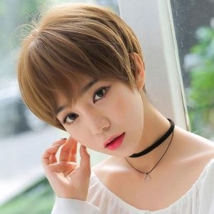 숏컷 가발 짧은 컷트 통 머리 여자 전체 티안나는 반 자연스러운