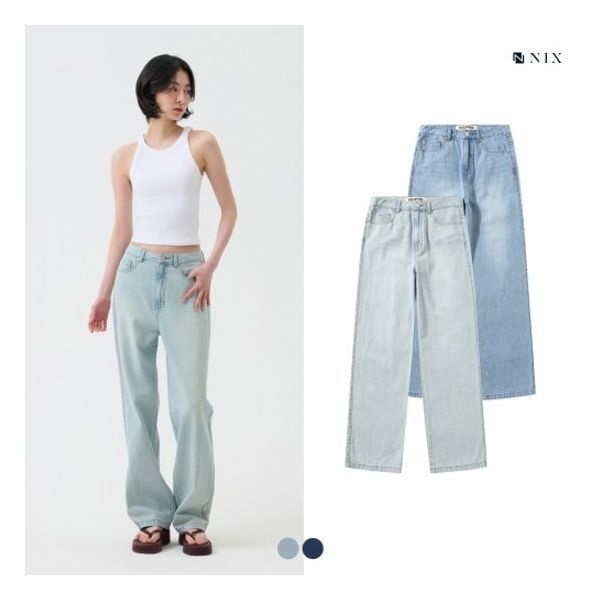  닉스 여 린넨데님 M톤ICE 워싱 루즈 스트레이트 LNTMCDE552M 1196575