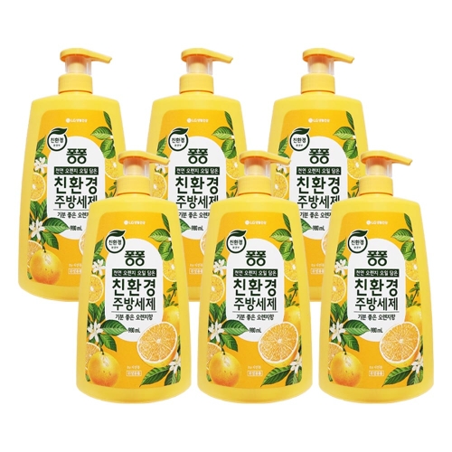 LG생활건강 퐁퐁 친환경 주방세제 오렌지 980ml (6개)
