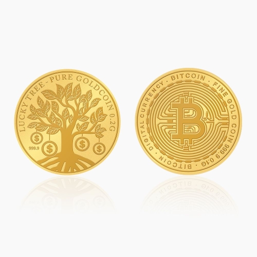 오운 부를 부르는 순금 코인 (행운나무,비트코인) 0.2g