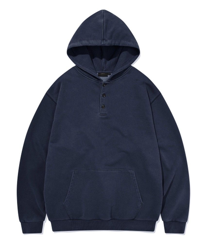 피그먼트 카네이테이 WASHED HENLEY NECK HOODIE NAVY K26F-TOH-578-NA