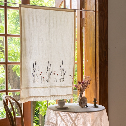 데코뷰 라벤더 빈티지 태슬 자수 가리개 커튼 (75x106cm)_이미지