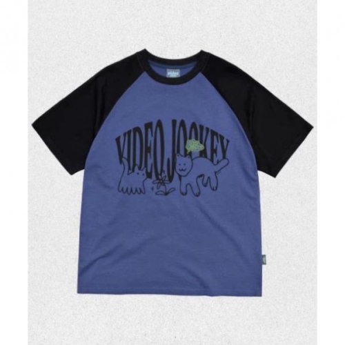 비디오자키 VIDEO JOCKEY 호식이 친구 만들기 래글런 티셔츠 퍼플블루 VJ24C332PB 1339890_이미지