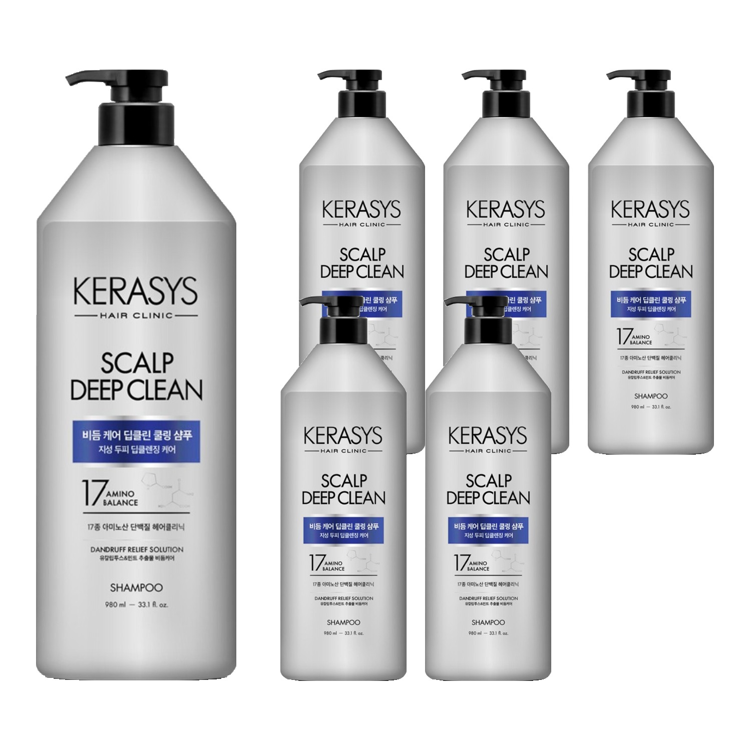 케라시스 비듬케어 딥클린 쿨링 단백질 샴푸 980ml (6개)_이미지