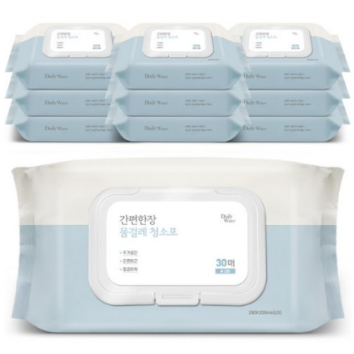 씨앤씨(CNC) 데일리워터 ㅤ간편한장 물걸레 청소포 대형 리필 30매 (10개(300매))_이미지