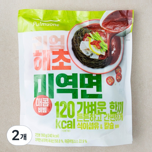 풀무원 리얼 해초 미역면 매콤비빔 2인분 393g 2개