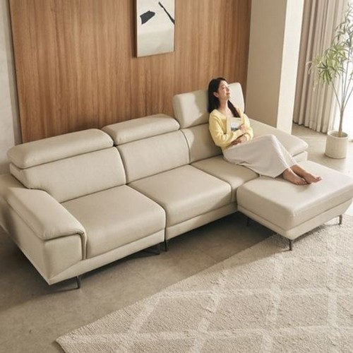 우아미가구 디나 무빙헤드 실리콘 가죽 소파 4인용 (스툴포함)