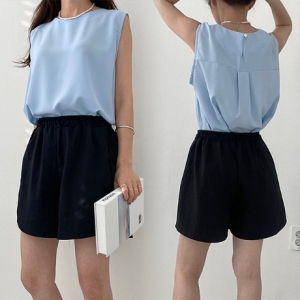 아이우먼 위쉬몰 CR 민소매쿨구름블라우스 F023H306 빅사이즈_이미지