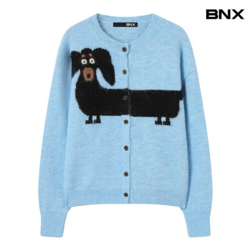 BNX 도그 자수 라운드넥 니트 가디건 BX4CD016L0